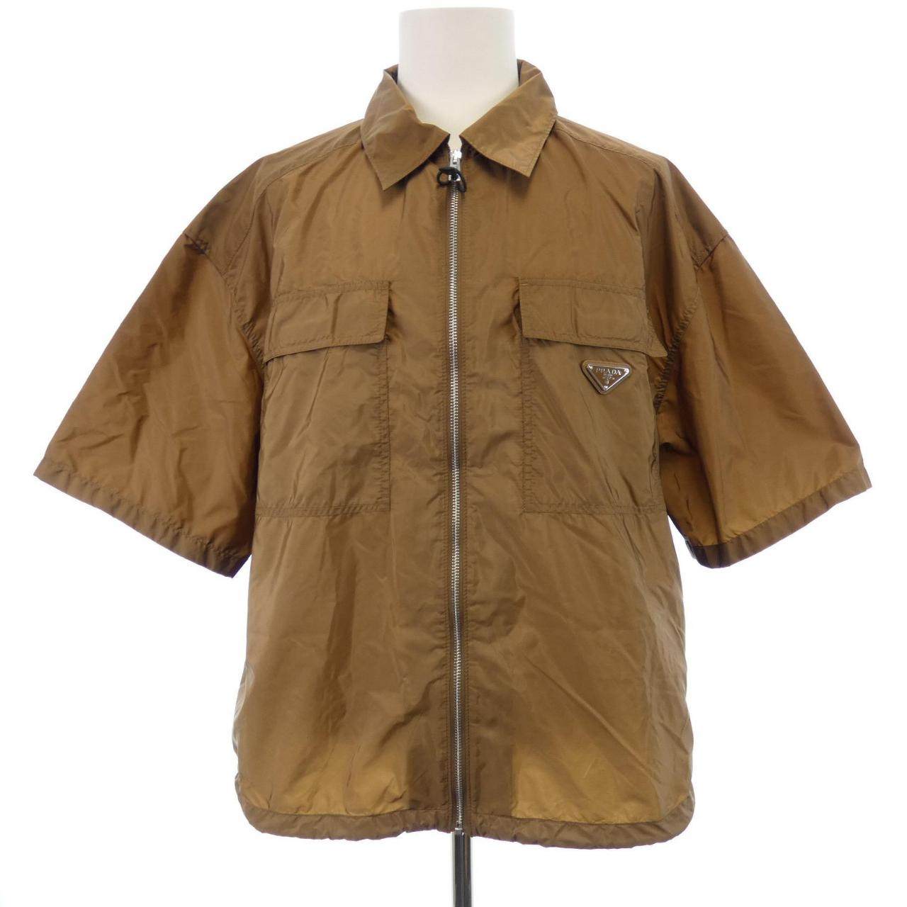 Prada Triangle Logo Re Nylon Short Sleeve Shirt