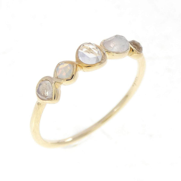K10 Yellow Gold Topaz Moonstone Opal Ring