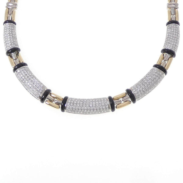 Au750 Yellow Gold Au750 White Gold Onyx Diamond Necklace
