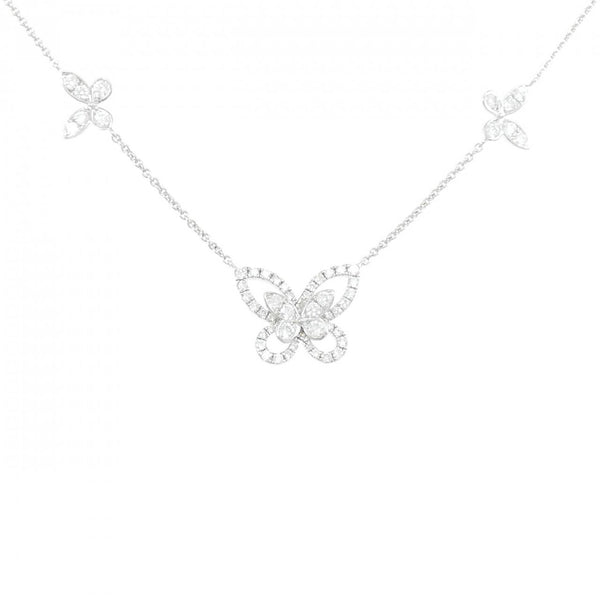 Graff Mini Butterfly Silhouette 750 White Gold Diamond Necklace
