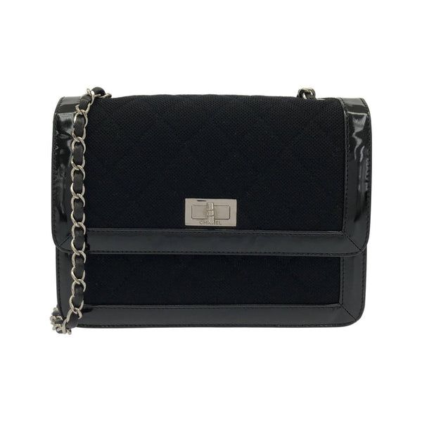 Chanel Canvas Patent Leather Shoulder Bag