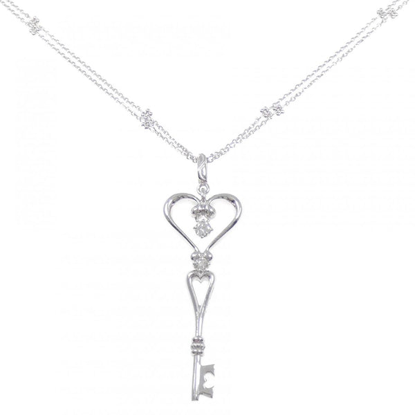 Au750 Diamond Key Heart Pendant Necklace