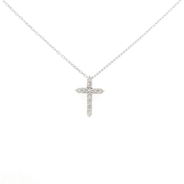 K10 White Gold Cross Diamond Necklace