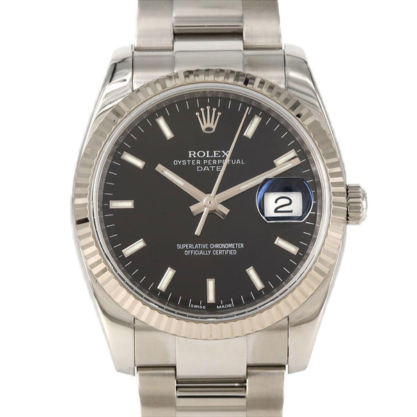 Rolex Oyster Perpetual Date Stainless Steel White Gold