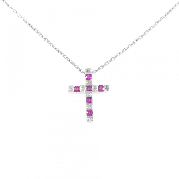 Au750 White Gold Ruby Diamond Necklace