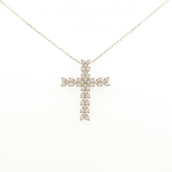 Au750 Diamond Cross Heart Pendant Necklace