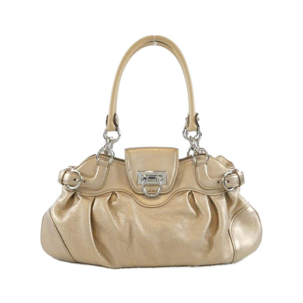 Salvatore Ferragamo Metallic Leather Clutch Bag