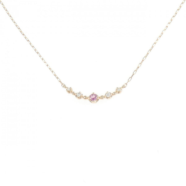 4℃ K10 Pink Gold Tourmaline Diamond Necklace
