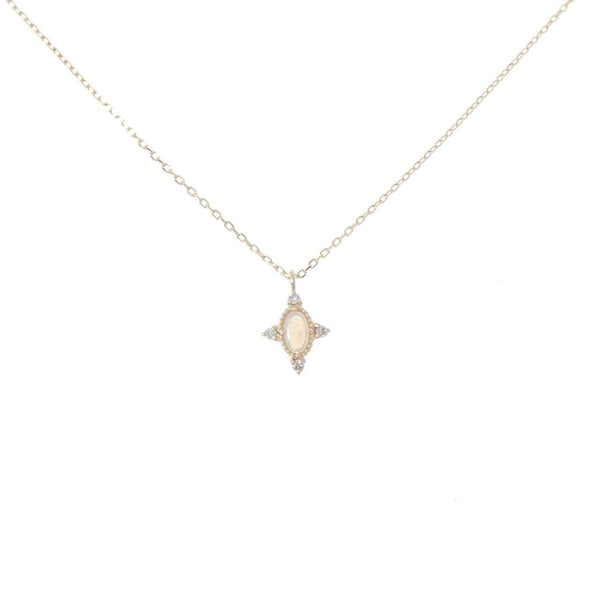 K10 Yellow Gold Opal Diamond Necklace