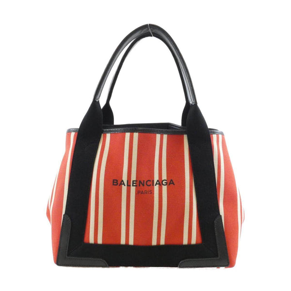 Balenciaga Navy Cabas cotton linen calf tote bag