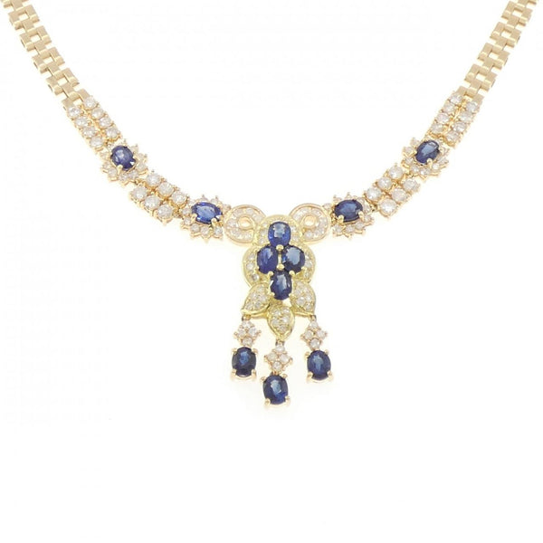 Au750 Sapphire Diamond Necklace