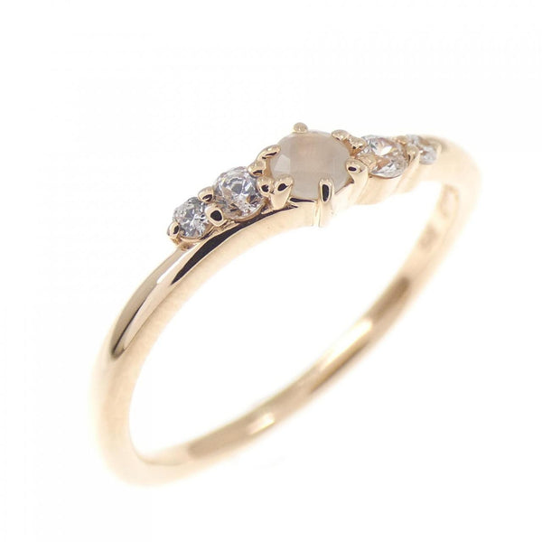 4C K10 Pink Gold Moonstone Diamond Ring