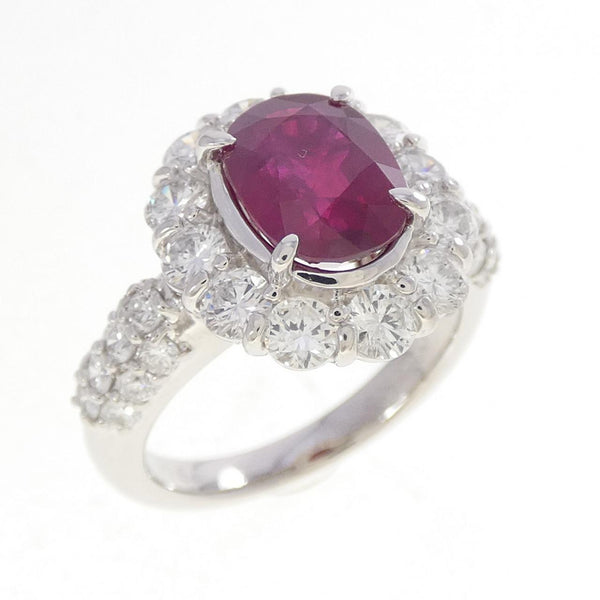 PT900 Platinum Pigeon Blood Burmese 2.60CT Ruby Diamond Ring