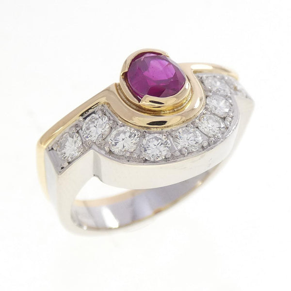 PT900 Au750 Unheated Burmese Ruby Diamond Ring