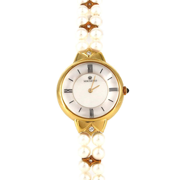 Mikimoto Yellow Gold Pearl Quartz Watch
