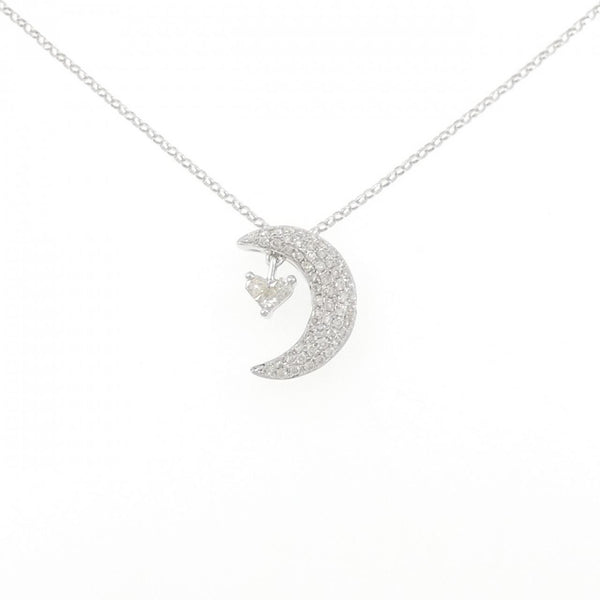 Au750 White Gold Heart Moon Diamond Necklace
