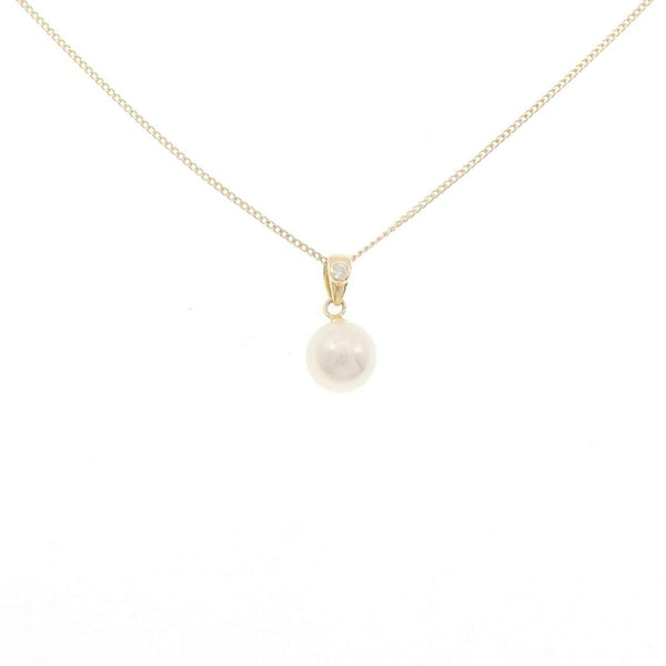 Au750 Yellow Gold Akoya Pearl Diamond Necklace