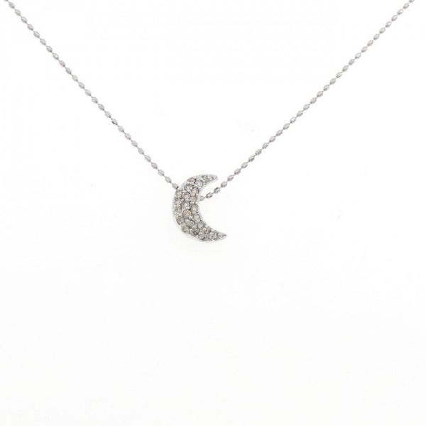 K10 White Gold Moon Diamond Necklace