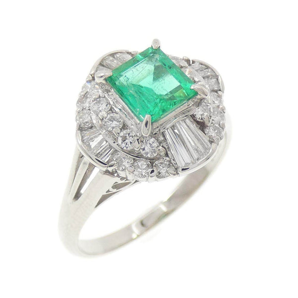 Platinum Emerald Diamond Ring