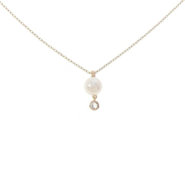 ete K10 Yellow Gold Freshwater Pearl Moonstone Necklace