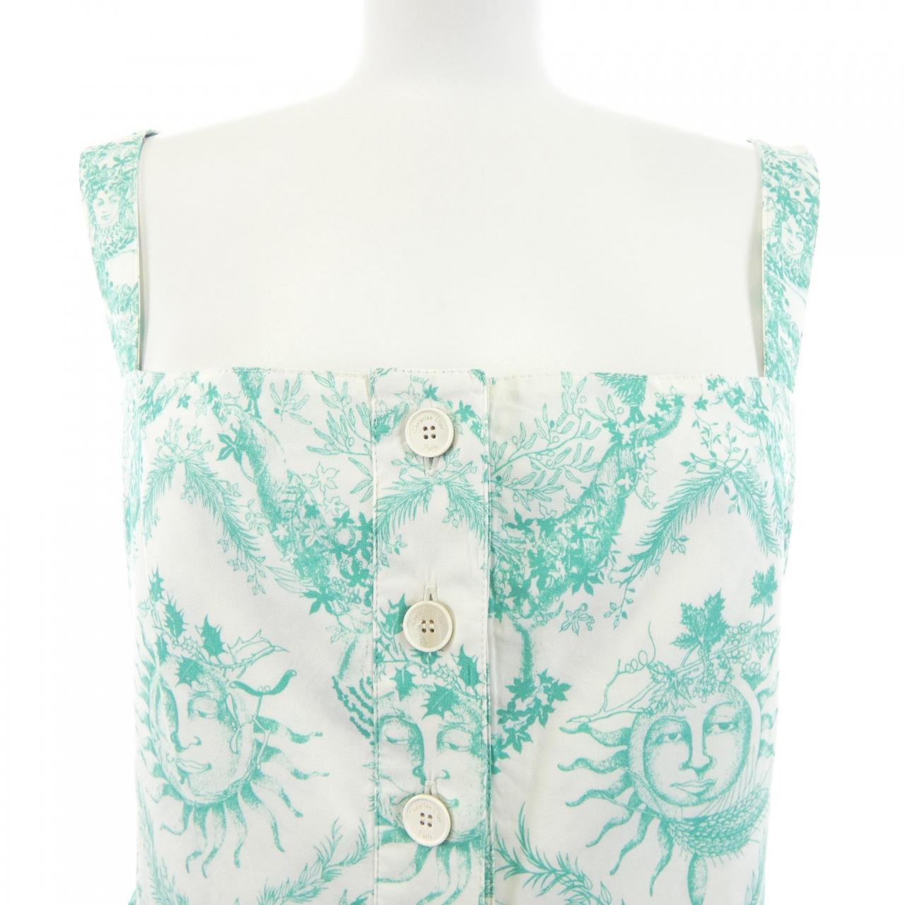 dior dioriviera flared dress BNWT / Christian Mid-Length navy blue and white 38F the short dress highlights a blue and white Toile de Jouy Floral Garden motif Dioriviera Mid-Length Flared Dress White