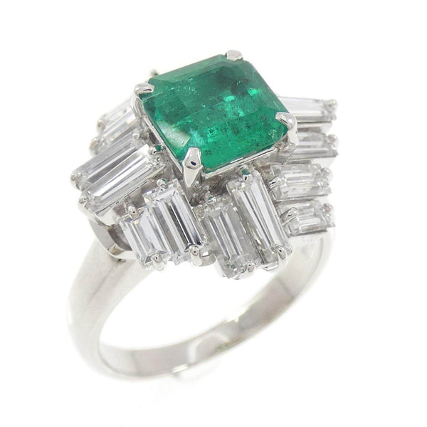 PT900 Emerald Diamond Ring
