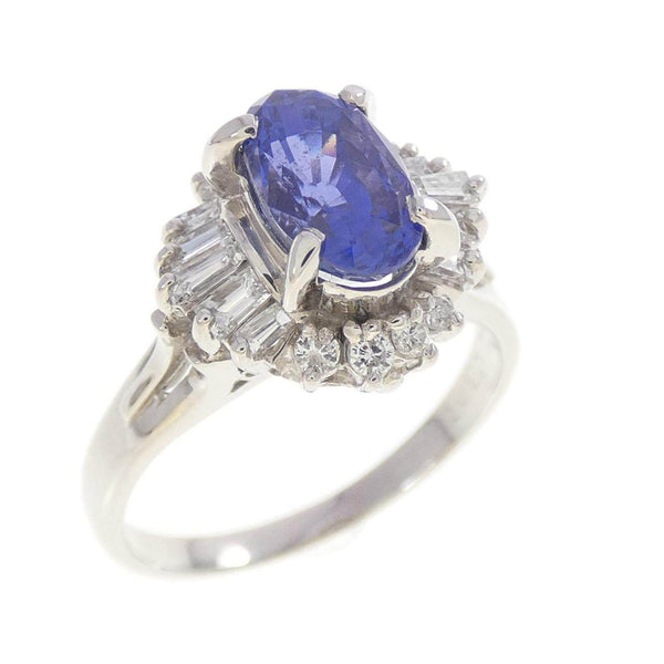 PT900 Non Heated Sapphire Diamond Ring