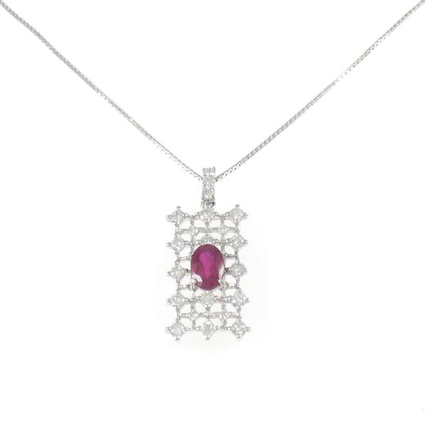 Au750 White Gold Ruby Diamond Necklace