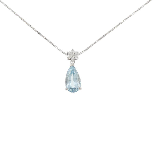 Platinum PT900 PT850 Aquamarine Diamond Necklace