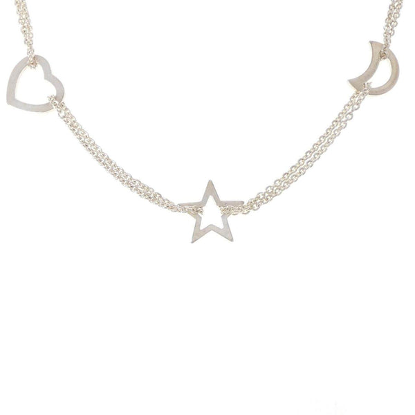 925 Silver Star Moon Heart Necklace