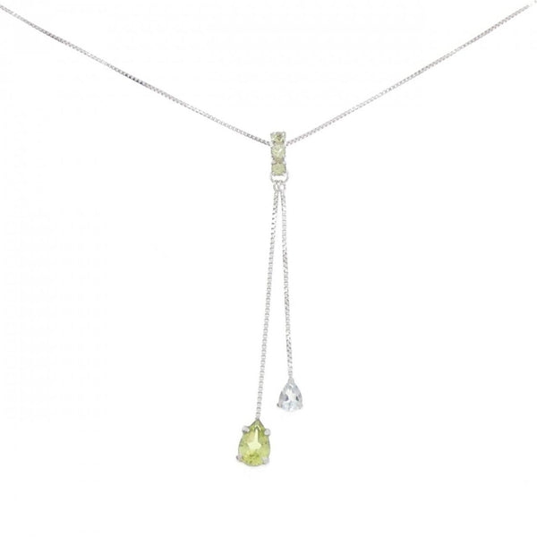 Au750 White Gold Peridot Aquamarine Necklace
