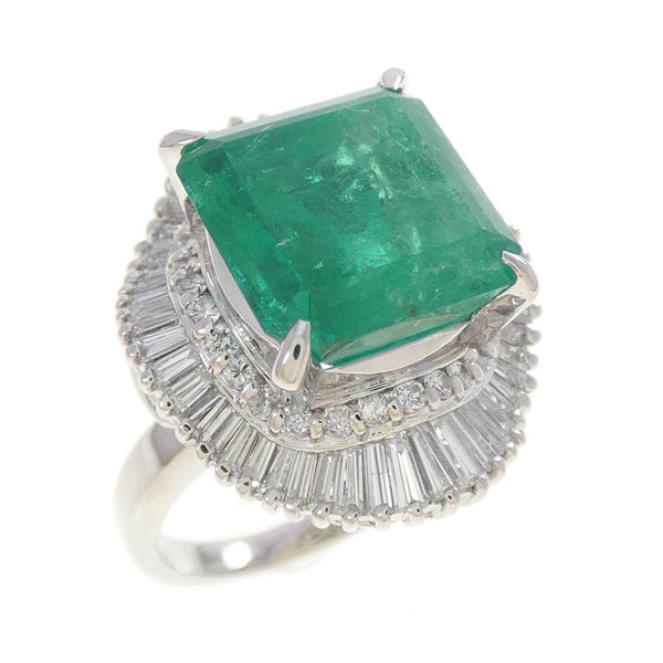 PT900 Emerald Diamond Ring