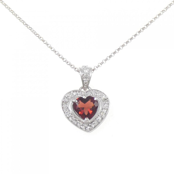 Au750 White Gold Garnet Diamond Necklace