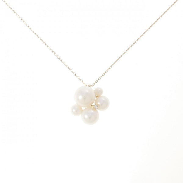 Ponte Vecchio Freshwater Pearl K10 Pink Gold Diamond Necklace