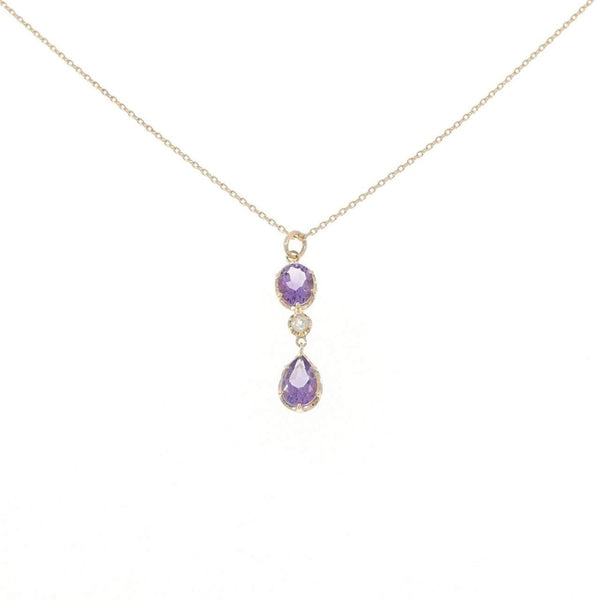 K10 Yellow Gold Amethyst Quartz Necklace