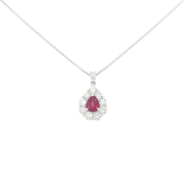 PT900 PT850 Ruby Diamond Necklace 0.55CT