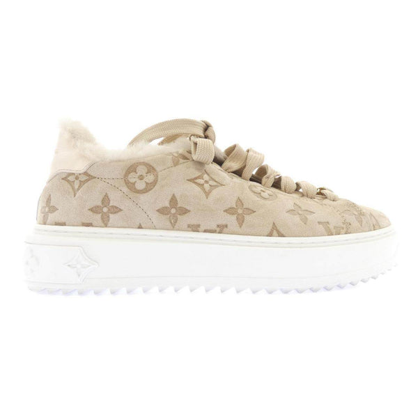 Louis Vuitton Time Out Line Monogram Flower Motif Shearling Sneakers