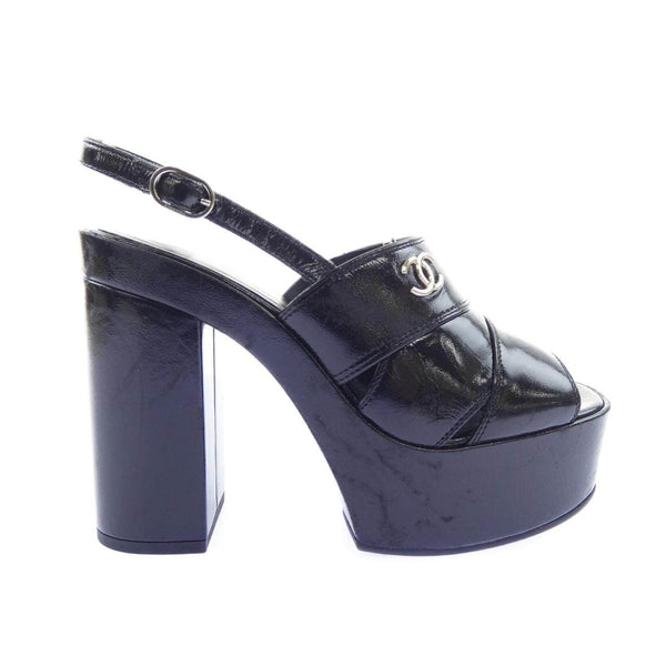 Chanel CRUMPLED Patent Lambskin Sandals