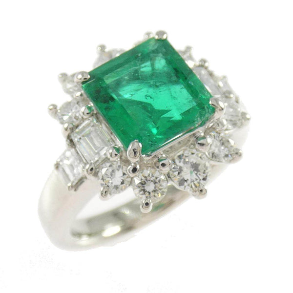 PT900 Platinum Emerald Diamond Ring