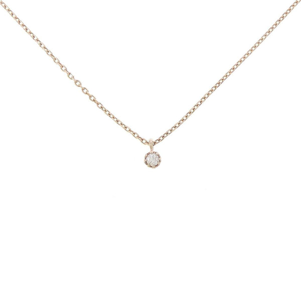 agete K10 Pink Gold Diamond Necklace