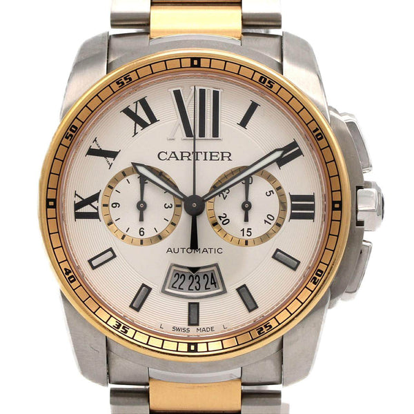 Cartier Calibre de Cartier Chronograph Stainless Steel Pink Gold Watch