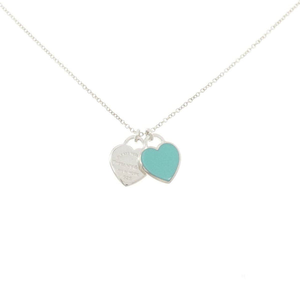 Tiffany & Co. Return to Tiffany Mini Double Heart Tag 925 Silver Necklace