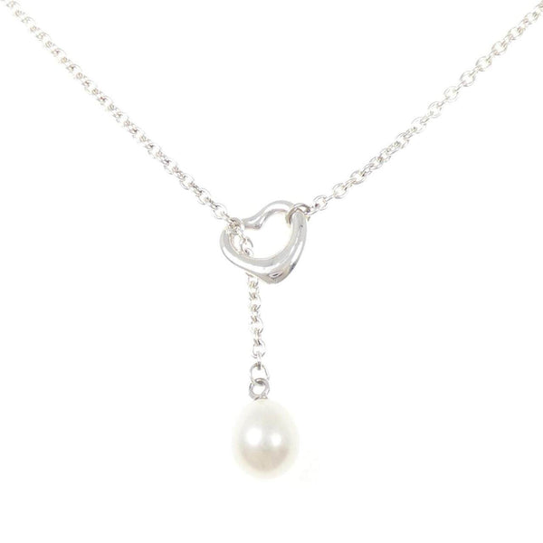 Tiffany Open Heart 925 Silver Pearl Necklace
