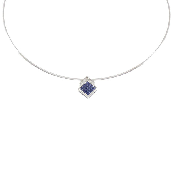 Au750 White Gold Au750 Yellow Gold Sapphire Diamond Necklace