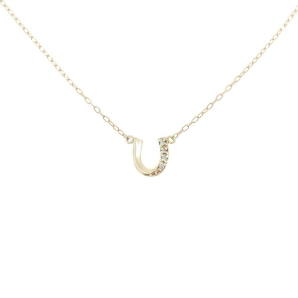 K10 Yellow Gold Horseshoe Diamond Necklace