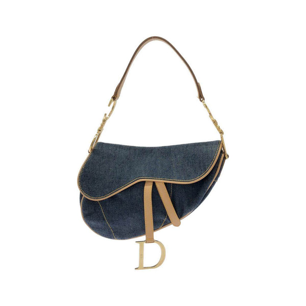 Christian Dior Saddle Denim Leather Shoulder Bag