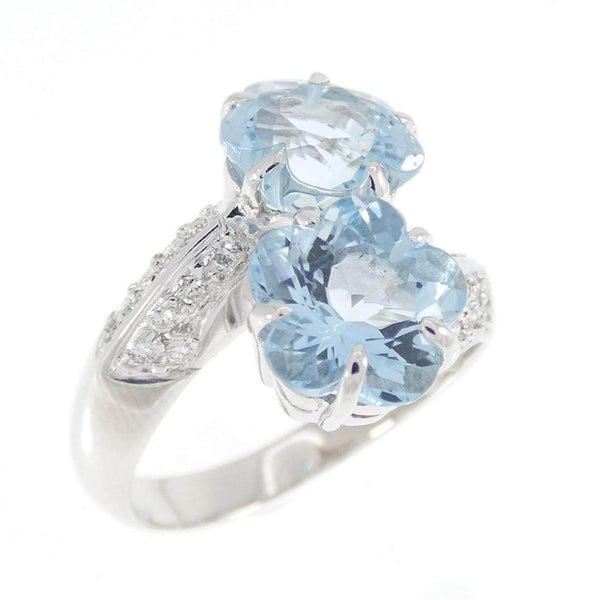 Ponte Vecchio Au750 White Gold Aquamarine Diamond Ring