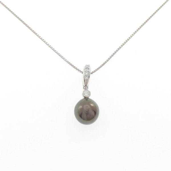 Au750 White Gold Black Tahitian Pearl Diamond Necklace