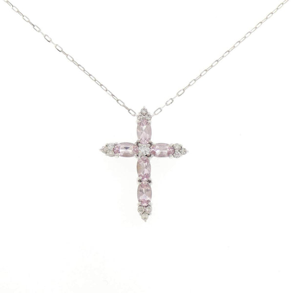Au750 Morganite Cross Necklace