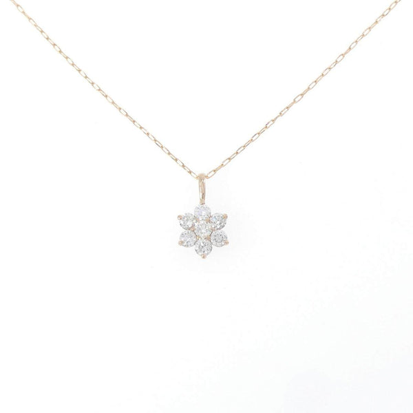 Au750 Pink Gold Flower Diamond Necklace